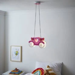 Glow Kids Princess Carriage Pendant Light - Pink & White -Home Sales Store 1151446 R Z001C