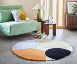 Habitat Geometric Circle Cut Pile Rug - 120x120cm - Multi -Home Sales Store 1176122 R Z001C