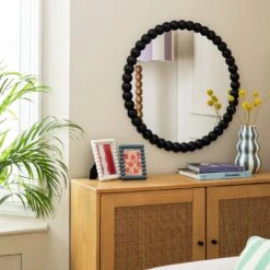 Habitat Beaded Round Wall Mirror - Black - 70x70cm -Home Sales Store 1182934 R Z001C