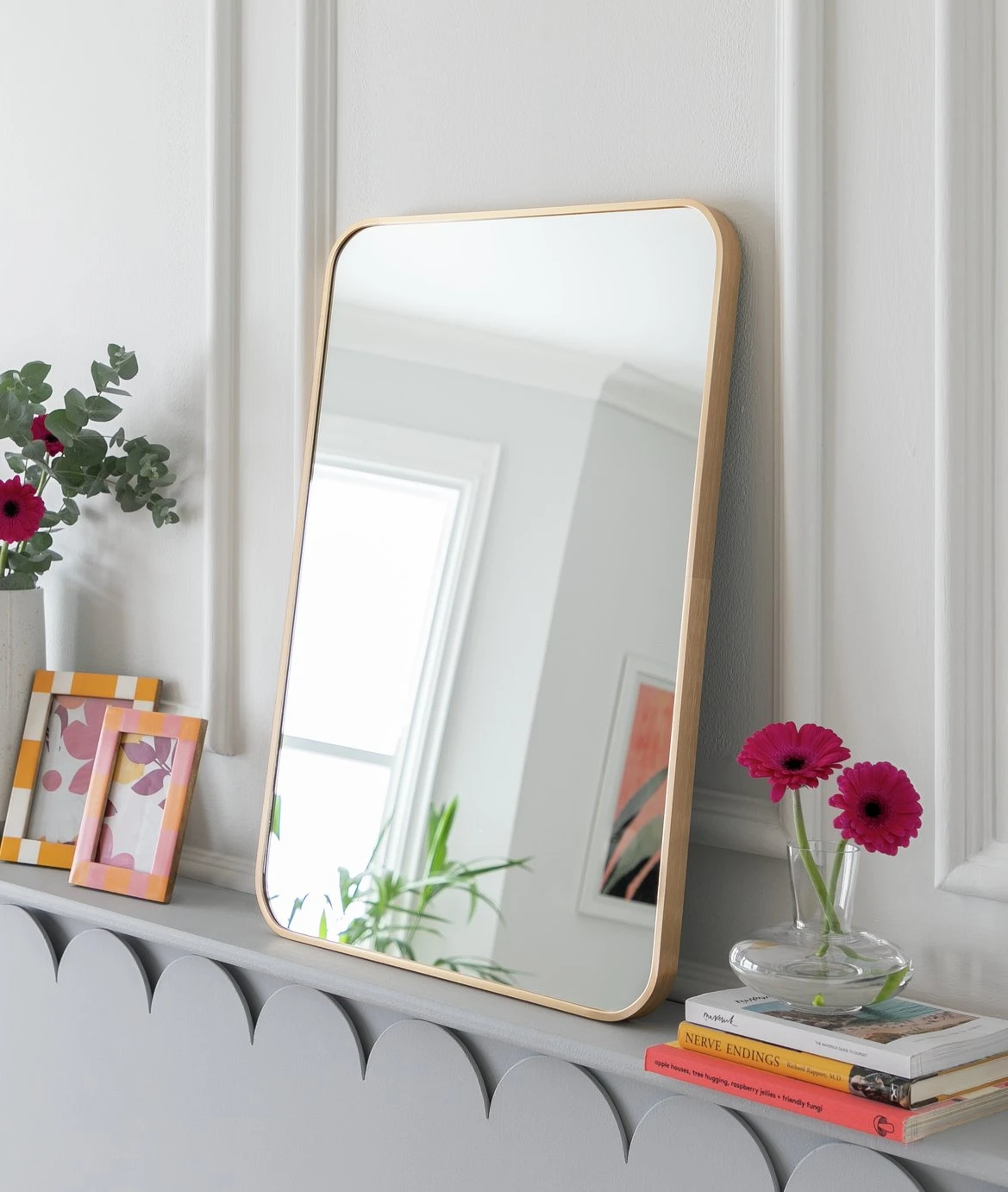 Habitat Brushed Rectangular Wall Mirror - Gold - 50x70cm 4 Habitat Brushed Rectangular Wall Mirror - Gold - 50x70cm - Image 2