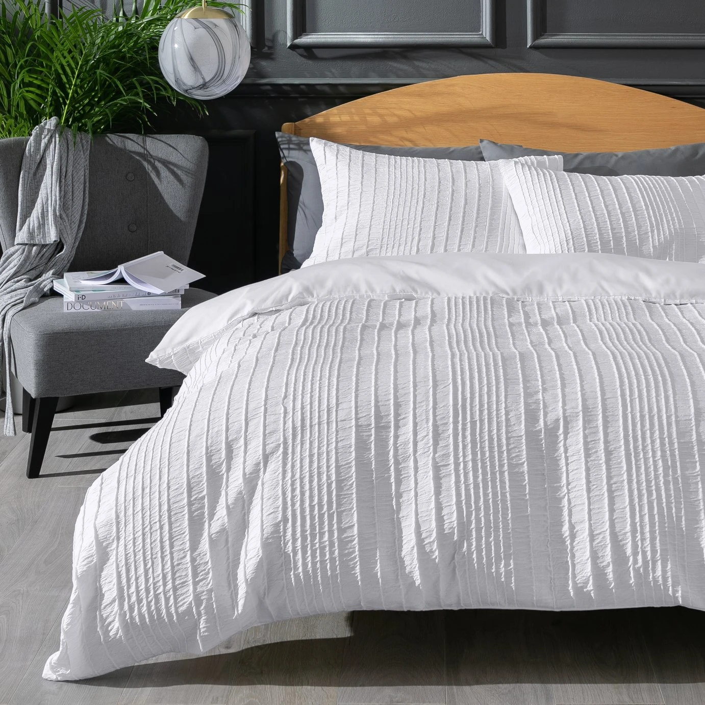 Habitat Crinkle White Bedding Set - Single 3 Habitat Crinkle White Bedding Set - Single