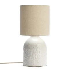 Habitat Embossed Floral Ceramic Table Lamp - Off White -Home Sales Store 1233656 R Z001C