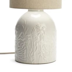 Habitat Embossed Floral Ceramic Table Lamp - Off White -Home Sales Store 1233656 R Z003A