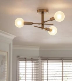 Habitat Globe Ribbed Metal Bathroom Ceiling Light - Brass -Home Sales Store 1233711 R Z002C