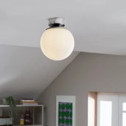 Habitat Opal Glass Bathroom Flush Ceiling Light - White -Home Sales Store 1233759 R Z002C