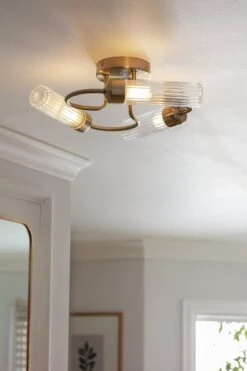 Habitat Ribbed Metal 3 Light Bathroom Ceiling Light - Gold -Home Sales Store 1233845 R Z002C