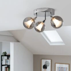 Habitat Globe Metal Bathroom Flush To Ceiling Light - Silver -Home Sales Store 1233883 R Z002C