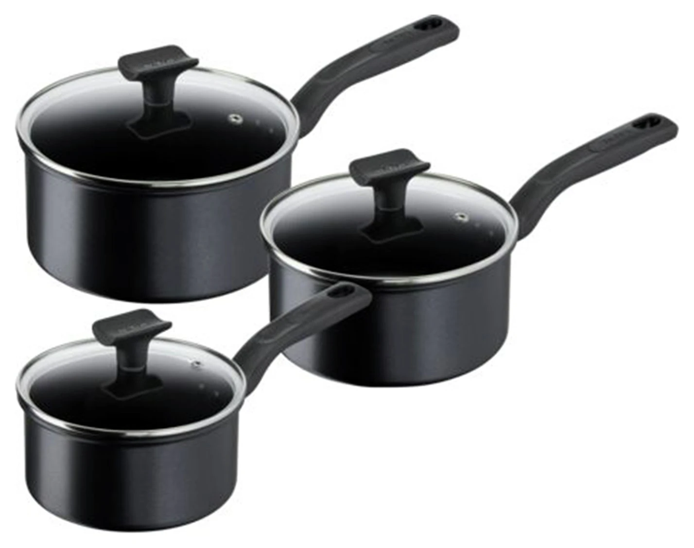 Tefal Total 3 Piece Non Stick Pan Set - Black 3 Tefal Total 3 Piece Non Stick Pan Set - Black
