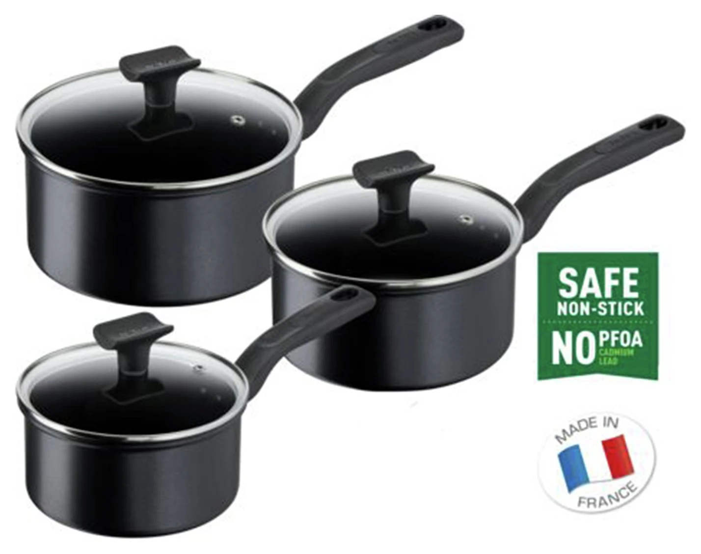 Tefal Total 3 Piece Non Stick Pan Set - Black 5 Tefal Total 3 Piece Non Stick Pan Set - Black - Image 3