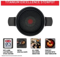Tefal Titanium Excellence 24cm Aluminium Stock Pot - Black -Home Sales Store 1303830 R Z003A