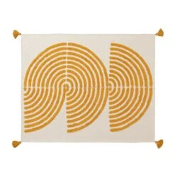 Habitat Geo Tufted Throw - White & Yellow - 125x150cm -Home Sales Store 1309944 R Z004A
