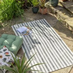 Habitat Grey Stripe Outdoor Rug -Home Sales Store 1340367 R Z002C