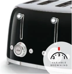 Smeg TSF03BLUK 50's Style Retro 4 Slice Toaster - Black -Home Sales Store 1346907 R Z004A