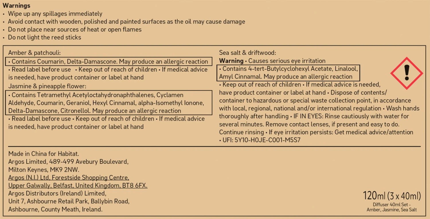 Habitat 40ml Diffuser Set - Amber, Jasmine & Sea Salt 6 Habitat 40ml Diffuser Set - Amber, Jasmine & Sea Salt - Image 4