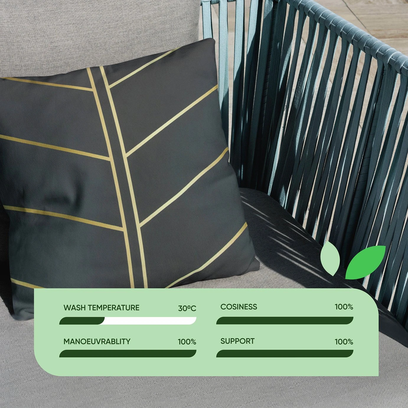 Streetwize Gold Palm Printed Outdoor Cushion - Pack Of 4 5 Streetwize Gold Palm Printed Outdoor Cushion - Pack Of 4 - Image 3