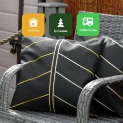 Streetwize Gold Palm Printed Outdoor Cushion - Pack Of 4 13 Streetwize Gold Palm Printed Outdoor Cushion - Pack Of 4 -Home Sales Store 1480100 R Z006A