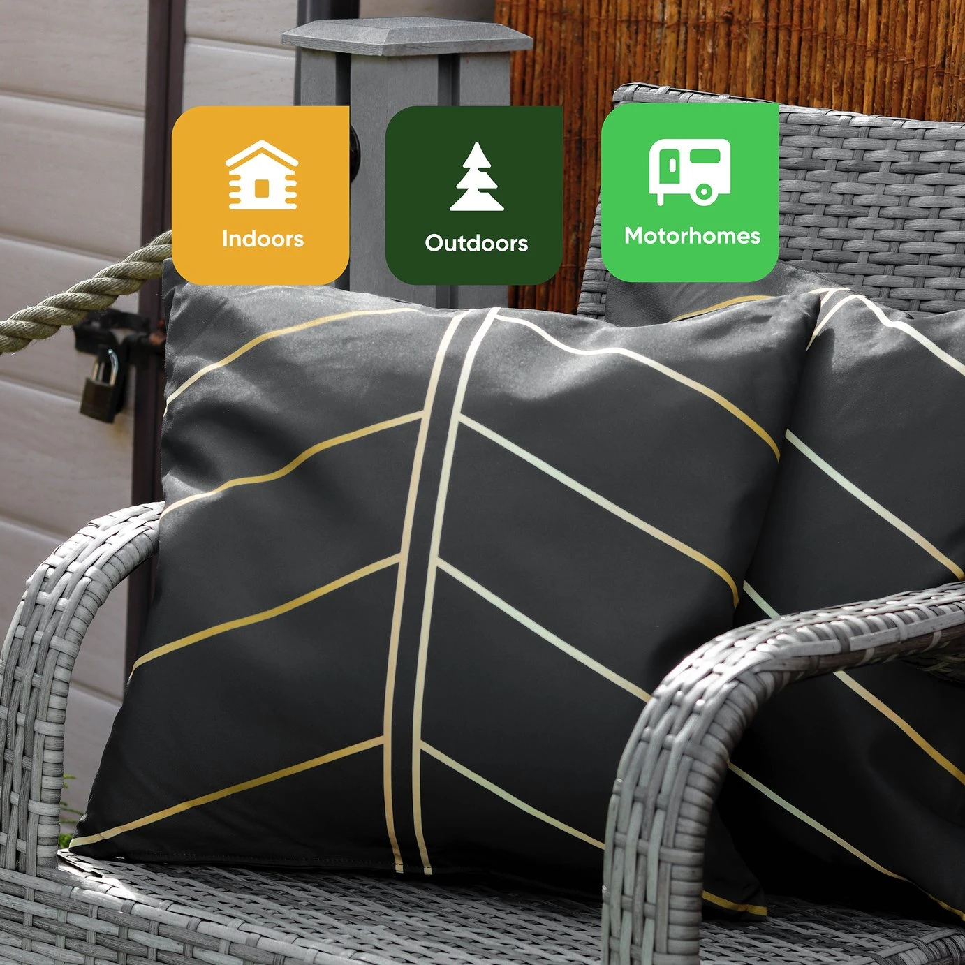 Streetwize Gold Palm Printed Outdoor Cushion - Pack Of 4 8 Streetwize Gold Palm Printed Outdoor Cushion - Pack Of 4 - Image 6