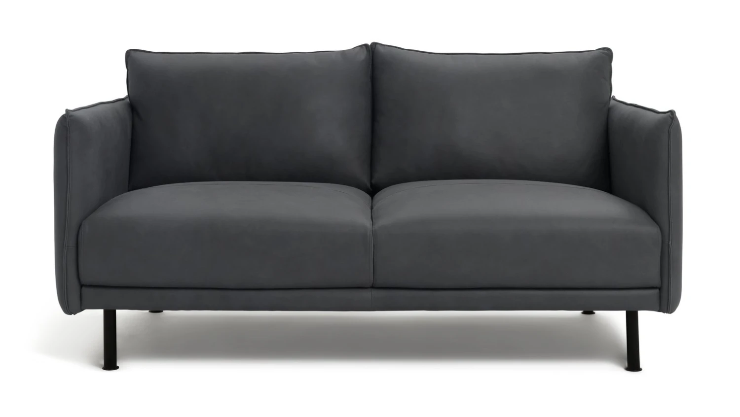Habitat Moore Leather 2 Seater Sofa - Dark Grey 3 Habitat Moore Leather 2 Seater Sofa - Dark Grey