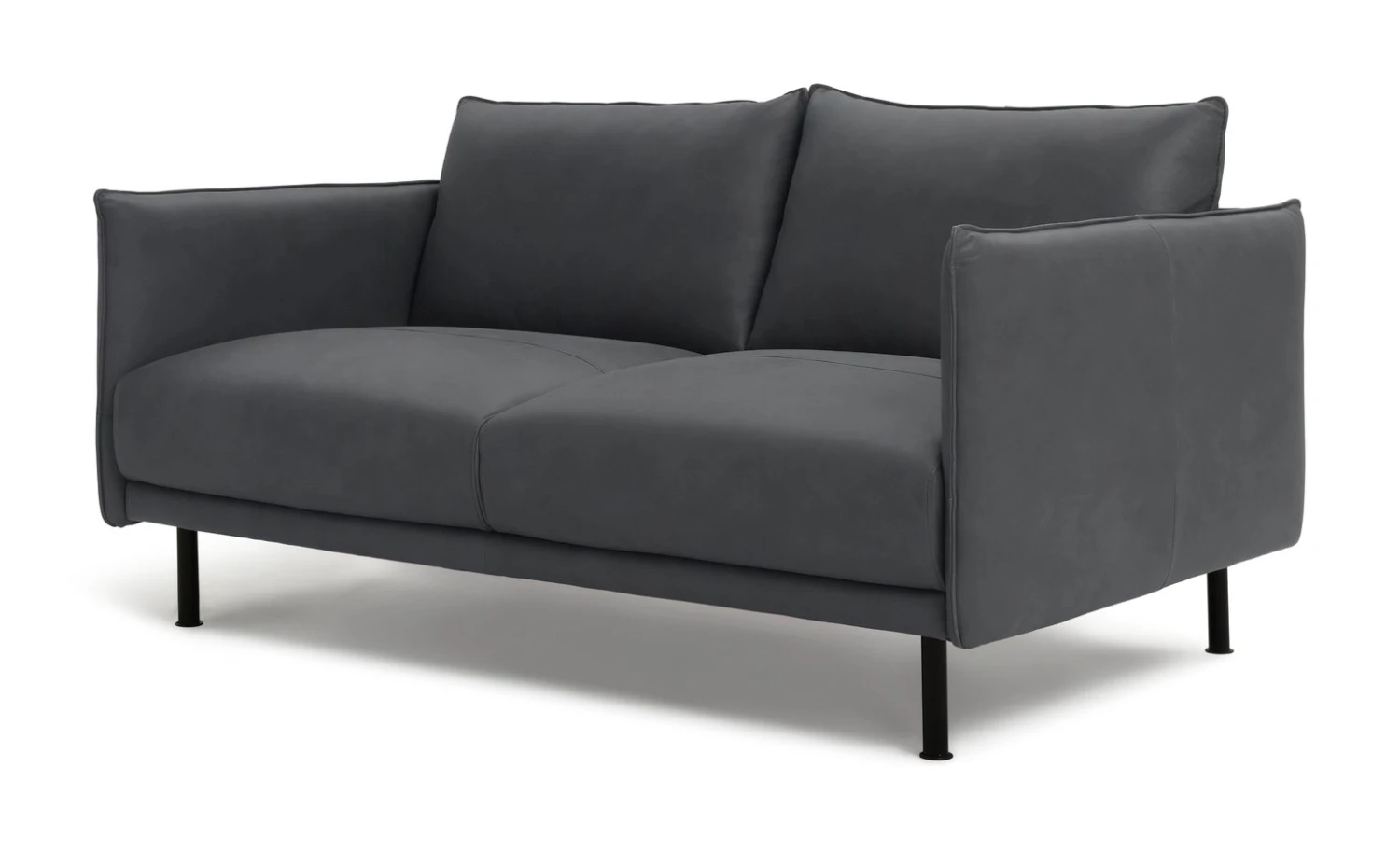 Habitat Moore Leather 2 Seater Sofa - Dark Grey 10 Habitat Moore Leather 2 Seater Sofa - Dark Grey - Image 8