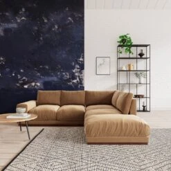 Swoon Denver Velvet Right Hand Corner Sofa - Biscuit -Home Sales Store 1972216 R Z001C