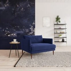 Swoon Kalmar Velvet Cuddle Chair - Ink Blue -Home Sales Store 1974290 R Z001C