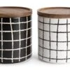 Habitat Grid Pack Of 2 Ceramic Canister - Black And White -Home Sales Store 1975402 R Z001A