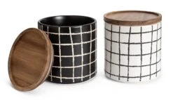 Habitat Grid Pack Of 2 Ceramic Canister - Black And White -Home Sales Store 1975402 R Z002A