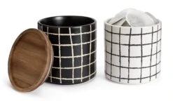 Habitat Grid Pack Of 2 Ceramic Canister - Black And White -Home Sales Store 1975402 R Z004A
