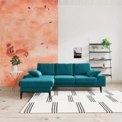 Swoon Tulum Velvet Left Hand Corner Sofa - Kingfisher Blue -Home Sales Store 1990360 R Z001C