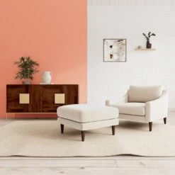 Swoon Turin Velvet Ottoman Footstool - Taupe -Home Sales Store 1990638 R Z001C