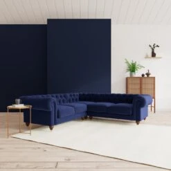 Swoon Winston Velvet 5 Seater Corner Sofa - Ink Blue -Home Sales Store 1993398 R Z001C