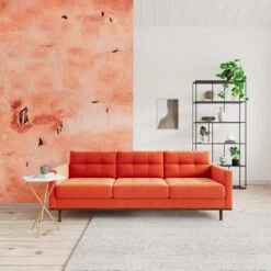 Swoon Berlin Velvet 3 Seater Sofa - Burnt Orange -Home Sales Store 1996876 R Z001C