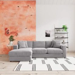 Swoon Althaea Velvet Left Hand Corner Sofa - Silver Grey -Home Sales Store 1997459 R Z001C