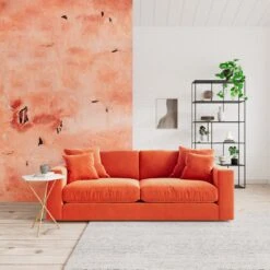 Swoon Althaea Velvet 3 Seater Sofa - Burnt Orange -Home Sales Store 1998647 R Z001C