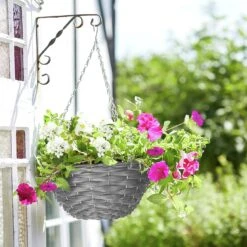 Terrastyle 35cm Rattan Slate Hanging Basket -Home Sales Store 2003256 R Z005A