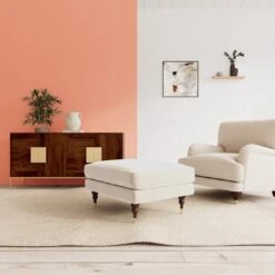 Swoon Charlbury Velvet Ottoman Footstool - Taupe -Home Sales Store 2006198 R Z001C