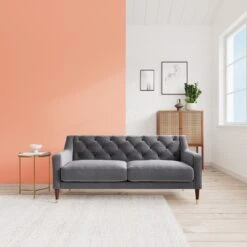 Swoon Pritchard Velvet 2 Seater Sofa - Granite Grey -Home Sales Store 2006772 R Z001C