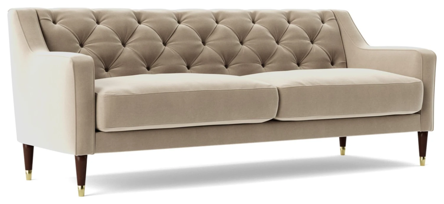 Swoon Pritchard Velvet 3 Seater Sofa - Taupe 10 Swoon Pritchard Velvet 3 Seater Sofa - Taupe - Image 8