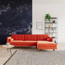 Swoon Porto Velvet Right Hand Corner Sofa - Burnt Orange -Home Sales Store 2013071 R Z001C