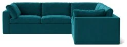 Swoon Seattle Velvet 5 Seater Corner Sofa - Kingfisher Blue -Home Sales Store 2015725 R Z003A