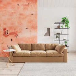 Swoon Seattle Velvet 3 Seater Sofa - Biscuit -Home Sales Store 2017187 R Z001C