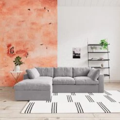 Swoon Seattle Velvet Left Hand Corner Sofa - Silver Grey -Home Sales Store 2017792 R Z001C