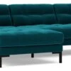 Swoon Landau Velvet Left Hand Corner Sofa - Kingfisher Blue -Home Sales Store 2023803 R Z001A