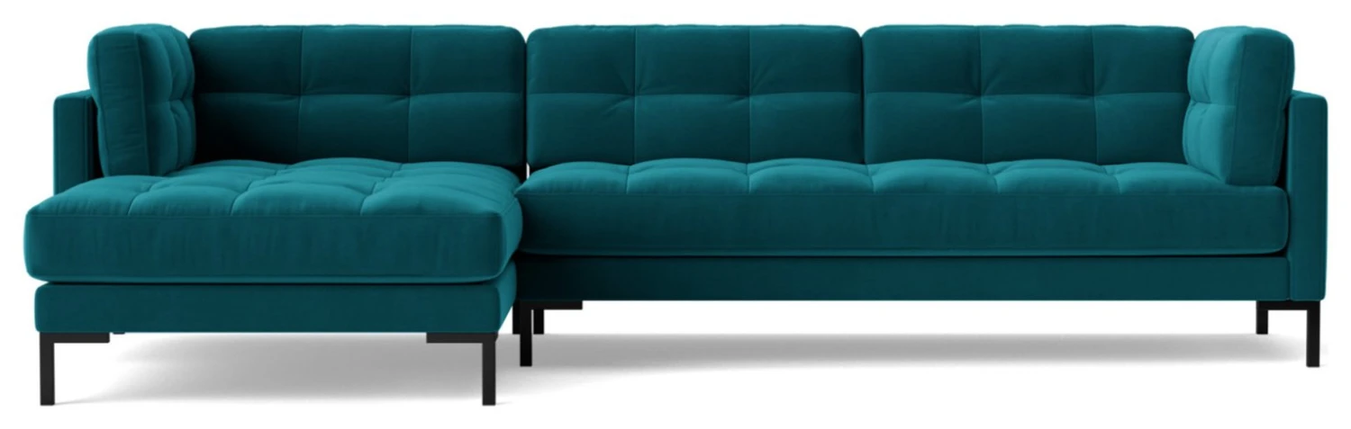 Swoon Landau Velvet Left Hand Corner Sofa - Kingfisher Blue 7 Swoon Landau Velvet Left Hand Corner Sofa - Kingfisher Blue - Image 5