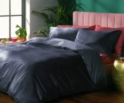 Habitat Plain Velvet Navy Bedding Set - Double -Home Sales Store 2063241 R Z004A