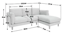 Habitat Salome Fabric Right Hand Corner Chaise Sofa - Grey -Home Sales Store 2654344 R E001