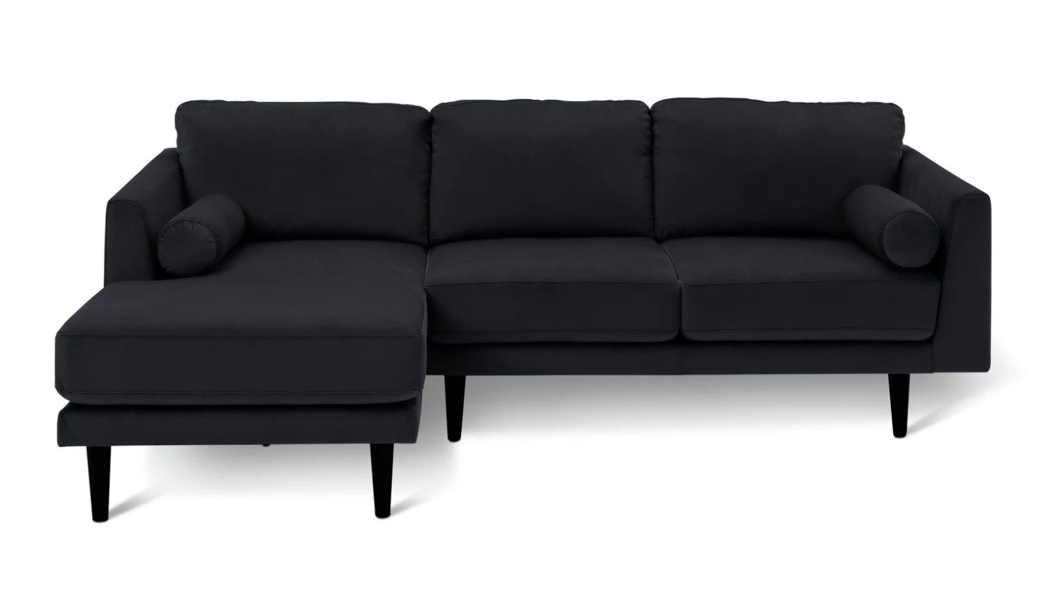 Habitat Jacob Velvet Left Hand Corner Sofa - Black 5 Habitat Jacob Velvet Left Hand Corner Sofa - Black - Image 3