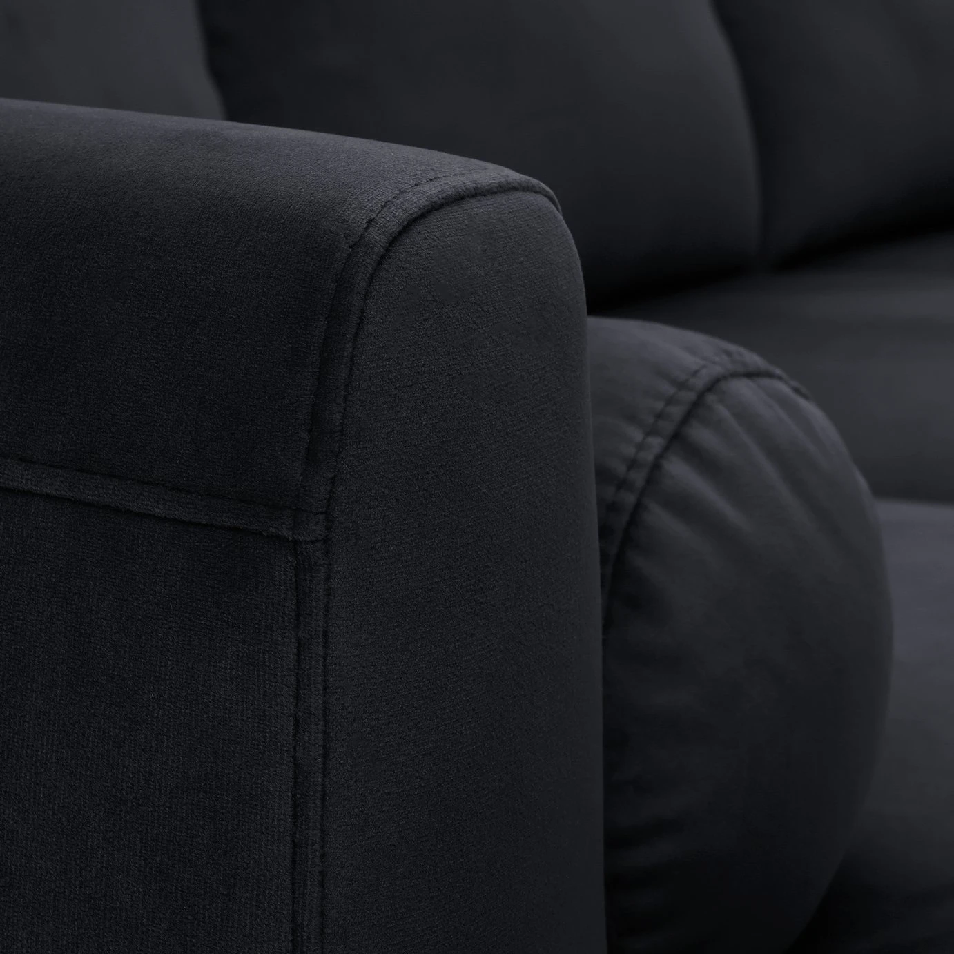 Habitat Jacob Velvet Left Hand Corner Sofa - Black 8 Habitat Jacob Velvet Left Hand Corner Sofa - Black - Image 6