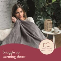 Dreamland Snuggle Up Heated Grey Throw - Large -Home Sales Store 2990606 R Z008A