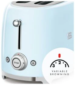 Smeg TSF02PBUK 50's Style Retro 4 Slice Toaster - Blue -Home Sales Store 3033270 R Z008A